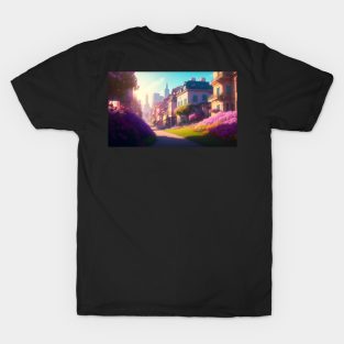 City street with beautiful flowers T-Shirt